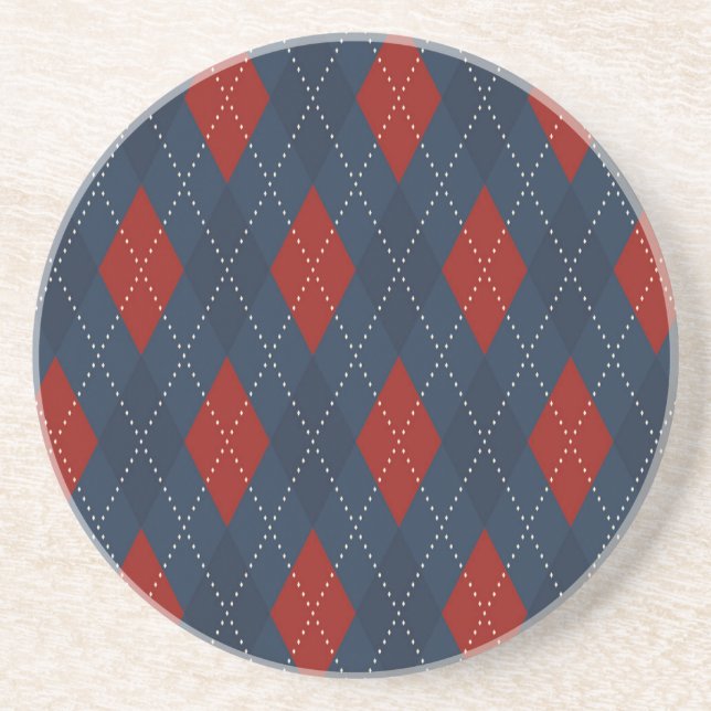 Dessous De Verre En Grès Jacquard Royal Bleu Motif de Noël (Devant)
