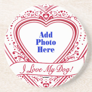 Dessous De Verre En Grès J'ai Love My Dog ! Photo Red Hearts