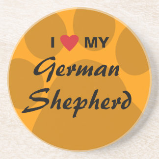 Dessous De Verre En Grès J'aime (coeur) mon berger allemand
