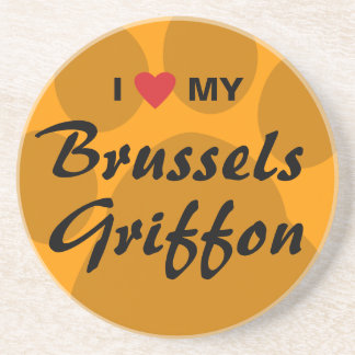 Dessous De Verre En Grès J'aime (coeur) mon griffon de Bruxelles