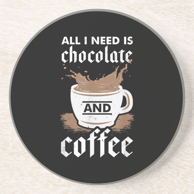 Dessous De Verre En Grès J'Aime Le Chocolat Et Le Café (Devant)