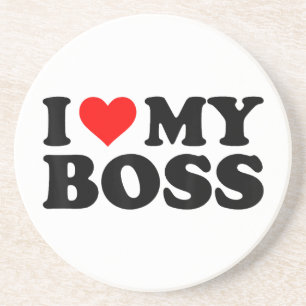 Dessous De Verre En Grès J'Aime Mon Patron Funny Red Heart Boss Je Coeur Me