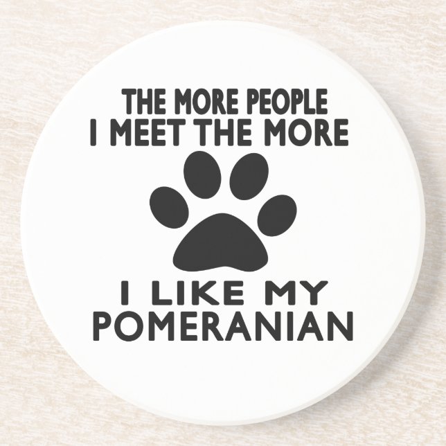 Dessous De Verre En Grès J'aime mon Pomeranian. (Devant)