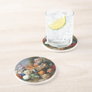 Dessous De Verre En Grès Jakob Bogdani Tulips Peonies et autres Fleurs