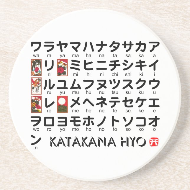 Dessous De Verre En Grès Japanese Katakana Table (Hanafuda) (Devant)