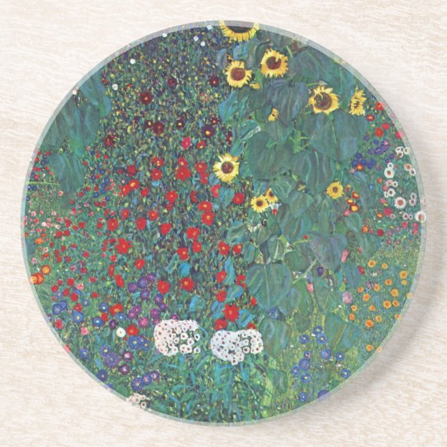 Dessous De Verre En Grès Jardin agricole avec tournesol par Klimt, Fleurs V (Devant)