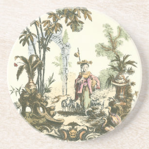 Dessous De Verre En Grès Jardin asiatique avec femme et animaux