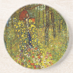 Dessous De Verre En Grès Jardin de ferme avec crucifix de Gustav Klimt
