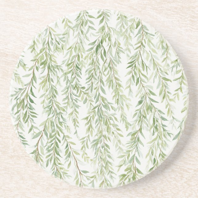 Dessous De Verre En Grès Jardin de feuilles vertes (Devant)