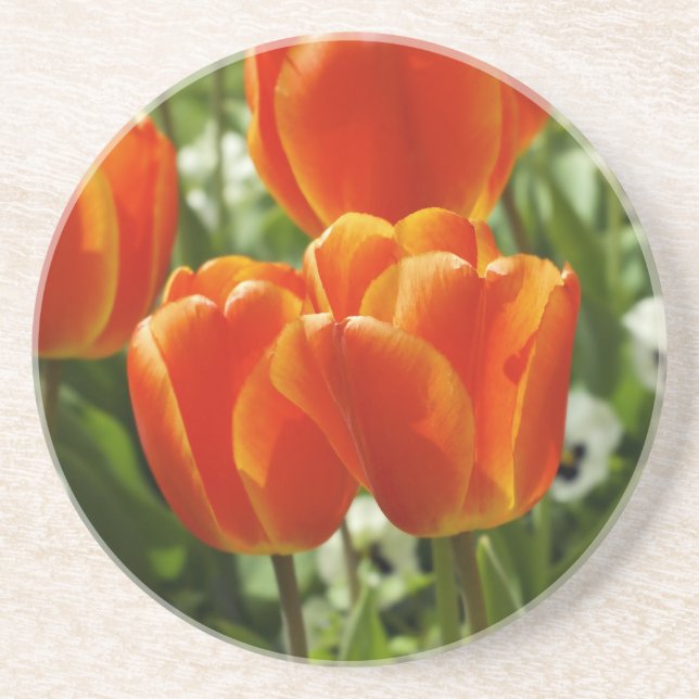 Dessous De Verre En Grès Jardin de tulipes printanières (Devant)