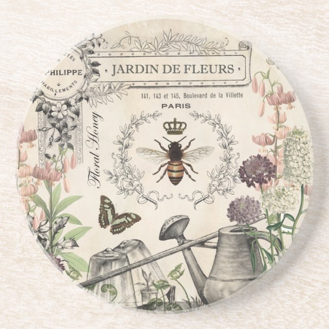 DESSOUS DE VERRE EN GRÈS JARDIN DES BEE FRANÇAIS (Devant)