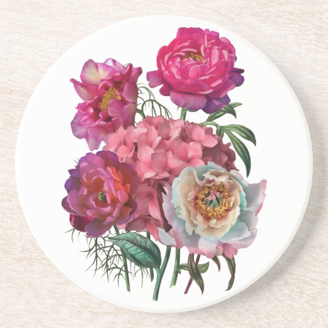 Dessous De Verre En Grès Jardin fleuri romantique (Devant)