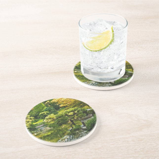 Dessous De Verre En Grès Jardin Japonais - Esthétique Traditionnelle (Côté)
