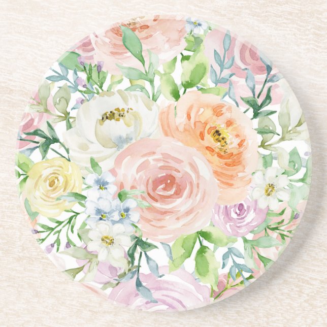 Dessous De Verre En Grès Jardin romantique Pastel (Devant)