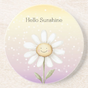 Dessous De Verre En Grès Jaune Violet Blanc Bokeh Points Marguerite Ensolei