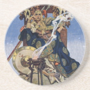 Dessous De Verre En Grès JC Leyendecker Reine Maeve Guerrière Celtique