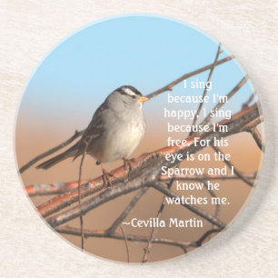 Dessous De Verre En Grès Je chante parce que je suis heureux Sparrow