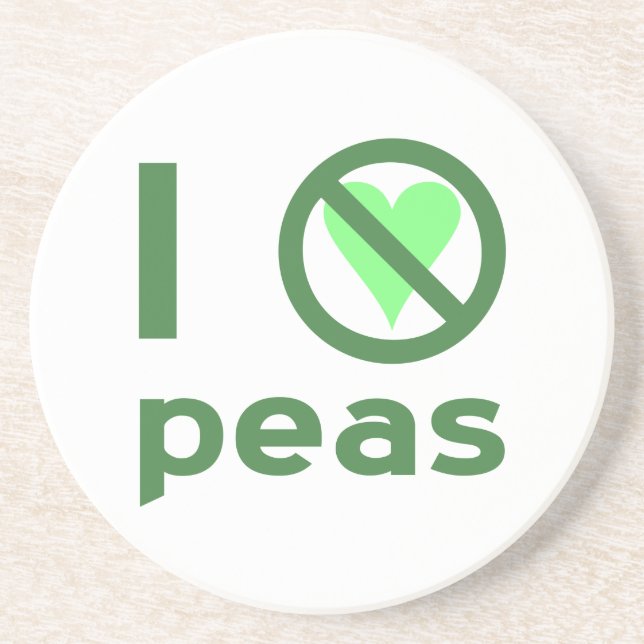 Dessous De Verre En Grès Je déteste les petits pois Texte vert (Devant)