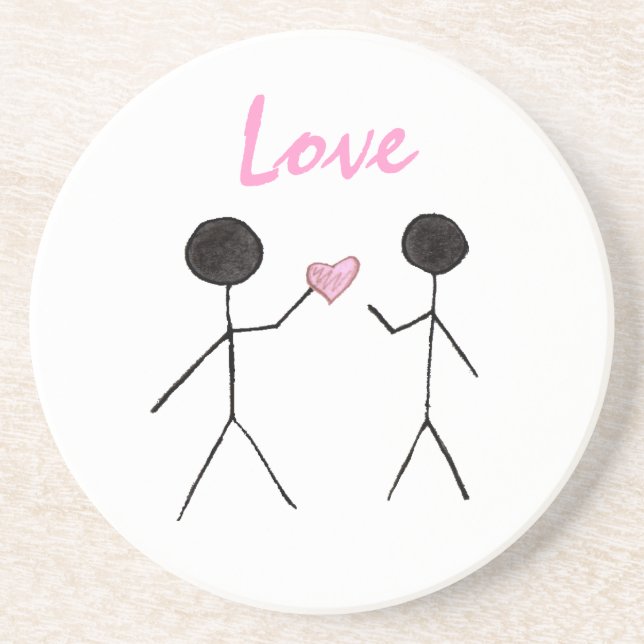 Dessous De Verre En Grès Je Donne Mon Coster Coeur (Devant)