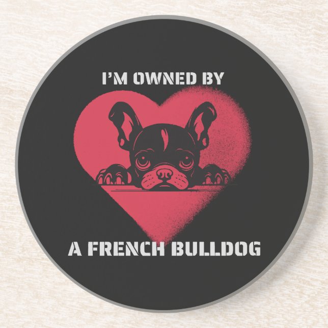 Dessous De Verre En Grès Je suis possédé par un Bouledogue Français (Devant)