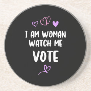 Dessous De Verre En Grès Je Suis Une Femme Qui Me Regarde Voter