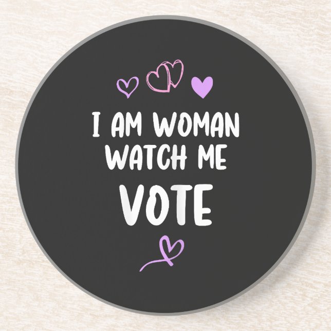Dessous De Verre En Grès Je Suis Une Femme Qui Me Regarde Voter (Devant)