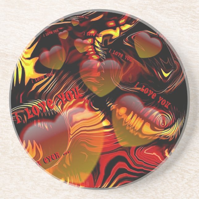 Dessous De Verre En Grès je vous aime coeur dessous de verre de grès (Devant)