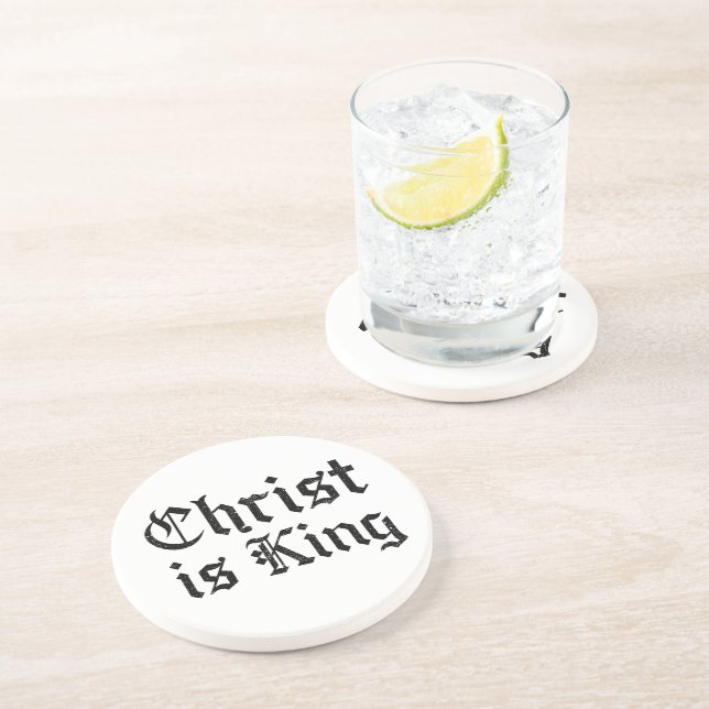 Dessous De Verre En Grès Jésus-Christ est Roi - style gothique grunge érodé (Côté)