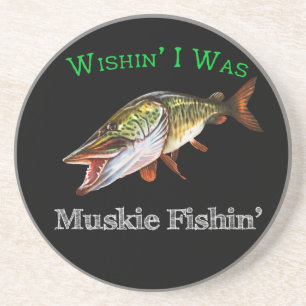 Dessous De Verre En Grès J'Étais Muskie Fishin