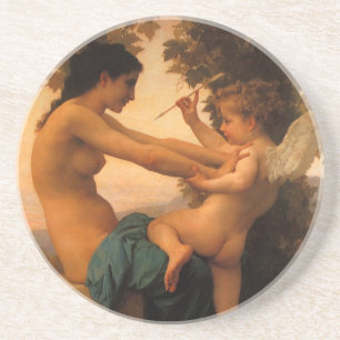 Dessous De Verre En Grès Jeune fille se défendant contre Cupidon de Bouguer