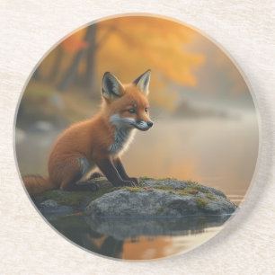 Dessous De Verre En Grès Jeune renard en automne
