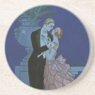 Dessous De Verre En Grès Jeunes mariés Art Déco vintage, Oui de George Barb