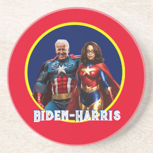 Dessous De Verre En Grès Joe Biden et Kamala Harris en super-héros