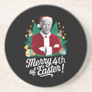Dessous De Verre En Grès Joe Biden Noël Santa Joyeux 4ème de Pâques Xmas