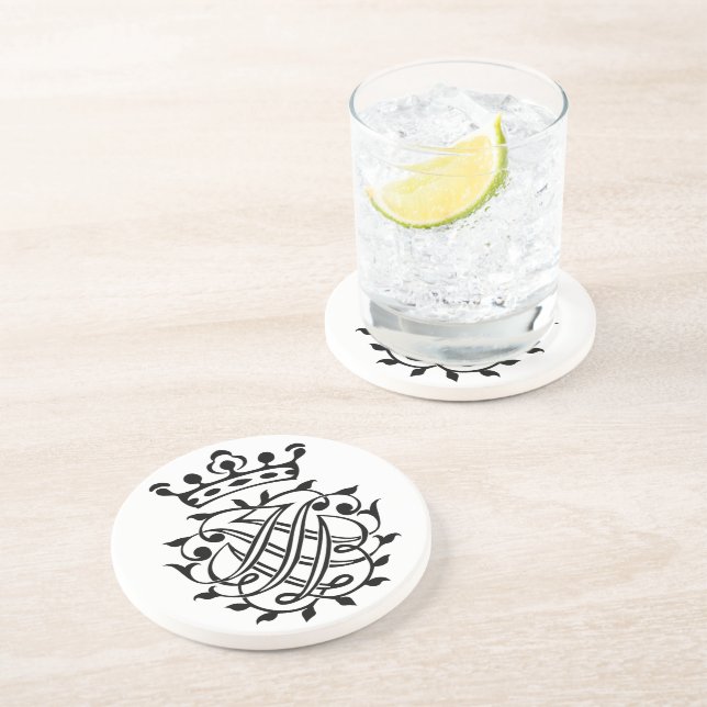 Dessous De Verre En Grès Johann Sebastian Bach Crest Monogramme Insignia (Côté)