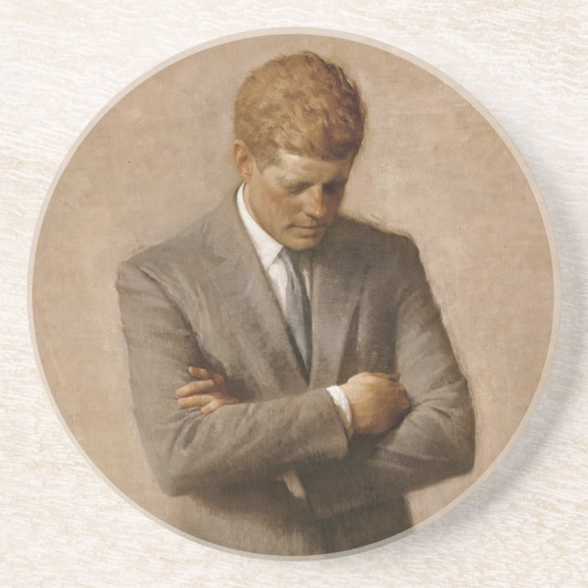 Dessous De Verre En Grès John Kennedy Portrait de la Maison-Blanche préside (Devant)