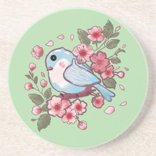 Dessous De Verre En Grès Joli bleu de printemps et aquarelle de fleurs de c