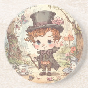 Dessous De Verre En Grès Joli Chapelier Fou Artistique Bois Fantaisiste Mer