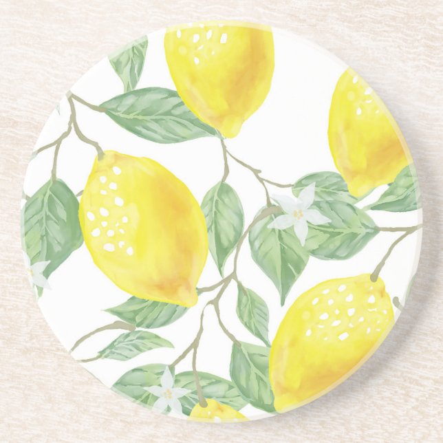 Dessous De Verre En Grès Joli citron jaune (Devant)