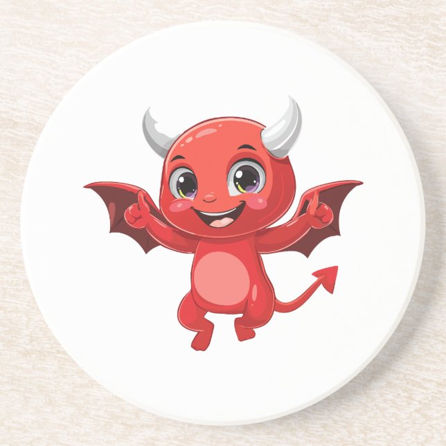 Dessous De Verre En Grès Joli diable volant de dessin animé (Devant)