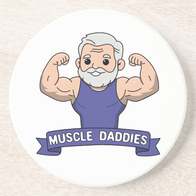 Dessous De Verre En Grès Joli Kawaii Muscle Daddy Barbu Bodybuilder (Devant)