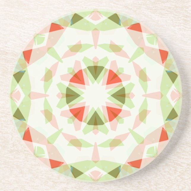Dessous De Verre En Grès Joli rouge rose vert étoile amusant Boho Dopamine  (Devant)