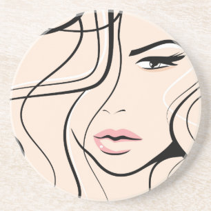 Dessous De Verre En Grès Joli visage féminin