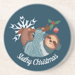 Dessous De Verre En Grès Jolie fente en chandail pour un Noël Slothy