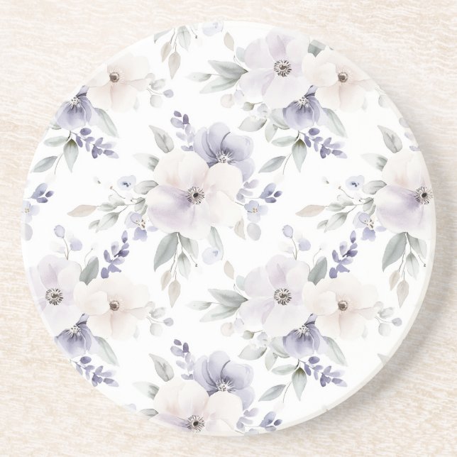 Dessous De Verre En Grès Jolie Fleurs De Lavande D'Ivoire Violet (Devant)