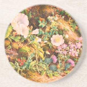 Dessous De Verre En Grès Jolie peinture florale de pétunias vintage