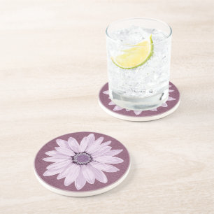 Dessous De Verre En Grès Jolie tête de fleur Lilac sur violet