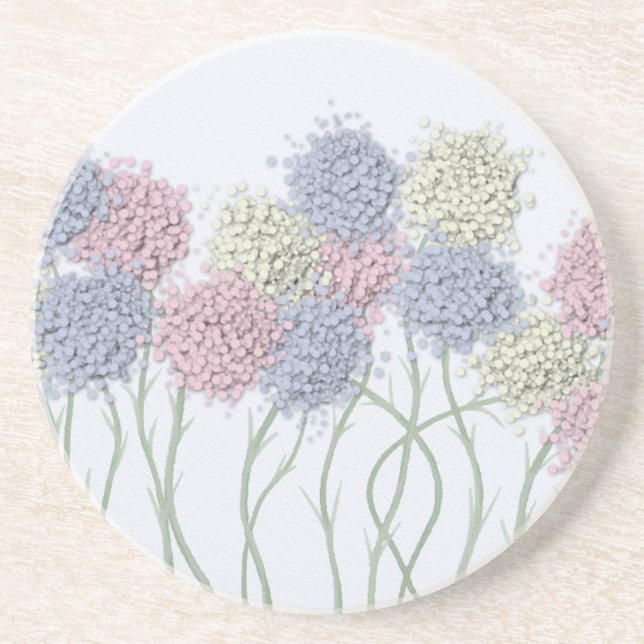 Dessous De Verre En Grès Jolies Fleurs colorées Pastel (Devant)