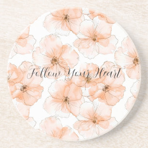 Dessous De Verre En Grès Jolies Fleurs de Pêche