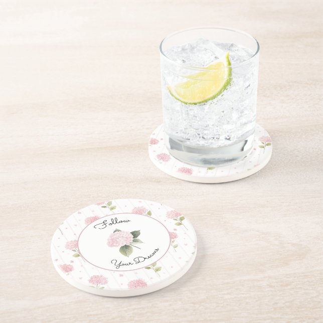 Dessous De Verre En Grès Jolies Fleurs Roses   (Côté)